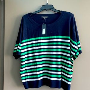 NWT Banana Republic navy green and white sweater